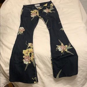 Free People Floral Bell Bottom Jeans